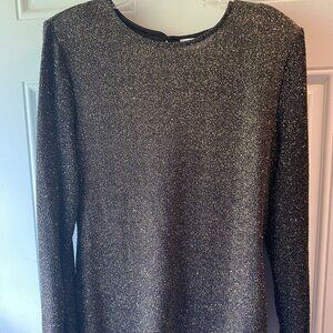 Gibson & Latimer NWT Jewel Neck Long Sleeve Glitter Knit Top Size Large